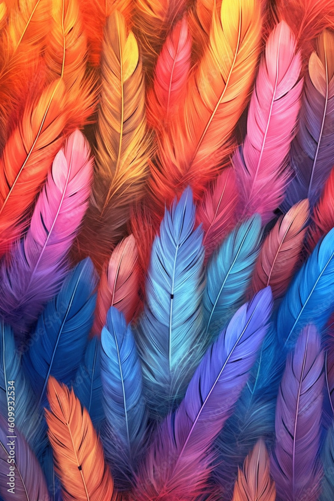 Poster A whimsical feather background pattern texture, with feathers floating and swirling in a whimsical manner,  Generative AI technology.