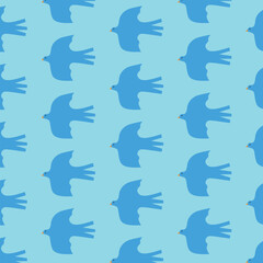 Seamless pattern with cutting paper birds on a blue background. Vector illustration.
 Modern creative minimal design.