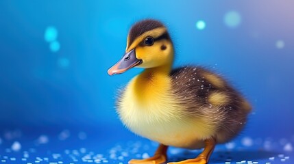 close up baby duckling with gradient background, Generative Ai