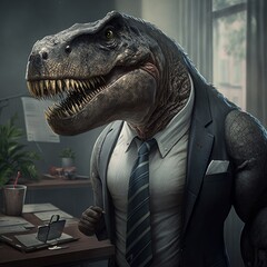 t-rex as business man, Generative ai