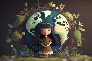 mother earth day concept. ecology and environment conservation creative idea concept, Generative ai