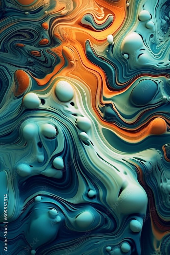 Aufkleber an abstract illustration of water flowing through abstract shapes and forms, representing the fluidi