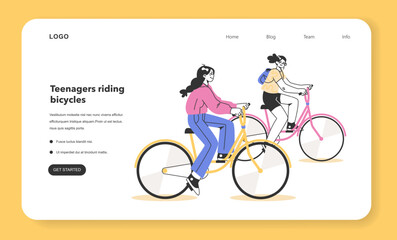 Fototapeta premium Healthy and active lifestyle web banner or landing page. Young teenage