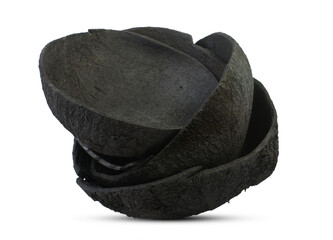 Coconut charcoal isolated on white background