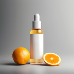 Vitamin C Serum Beauty Cosmetics creative product photography, No label, oranges, made with generative AI