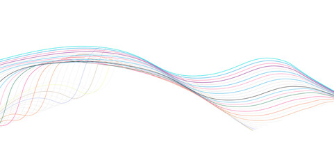 Vector black brush stroke curved wave lines isolated on white background for design element. Abstract wave element for design. Digital frequency track equalizer. Stylized line art background.