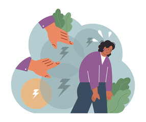 Condemnation. Public censure or judgement. Upset victim being