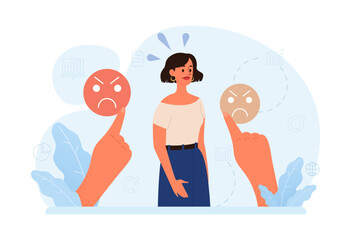 Condemnation. Public censure or judgement. Upset victim being