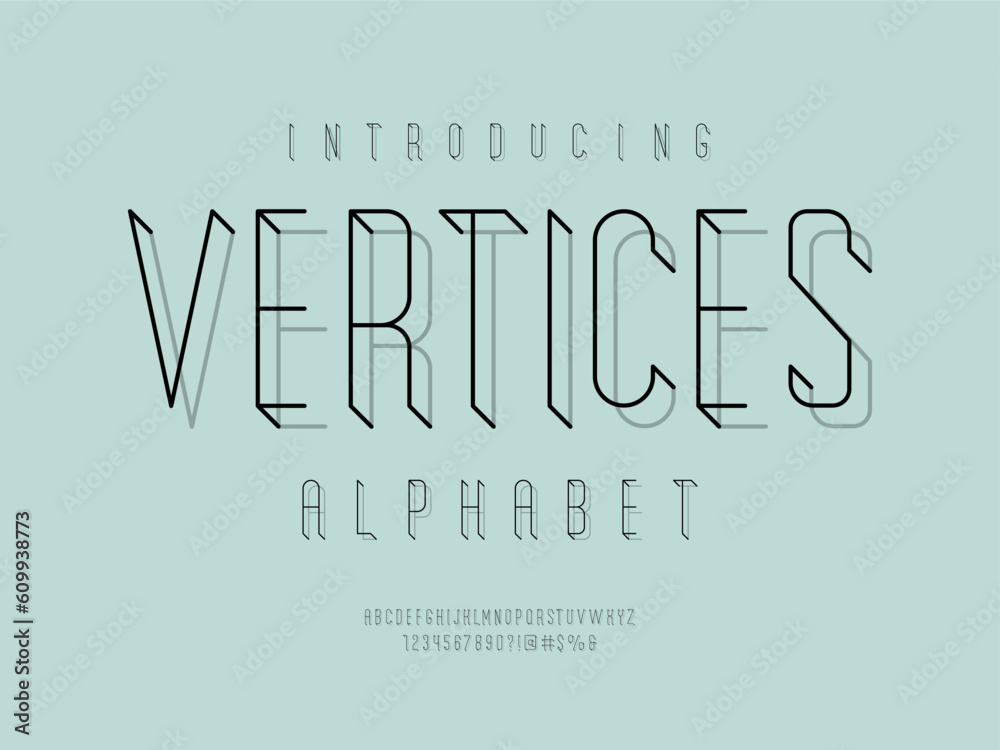 Fototapete vector of abstract 3 dimension style alphabet design with uppercase, numbers and symbols