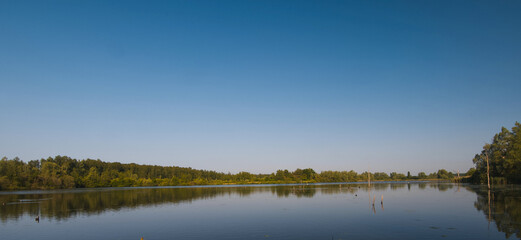 Fototapeta na wymiar Belgium, Harchies - June 5, 2023 : beautiful view of the Harchies marshes