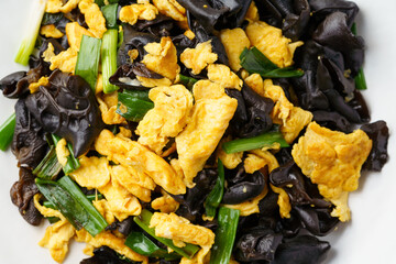 Scrambled Eggs with Fungus, a Special Home Cooking Vegetable in Northeast China