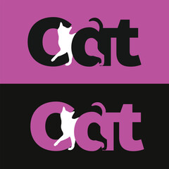 Cat logo, Symbol, Modern logotype, cat Sihouette, Feline logodesign, Company, Template, Blue gradient, Business