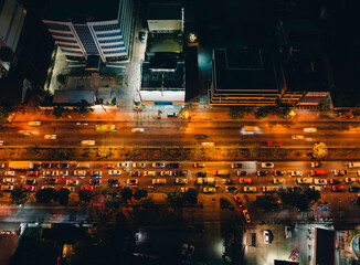 Expressway top view, Road light traffic is an important infrastructure in Thailand.