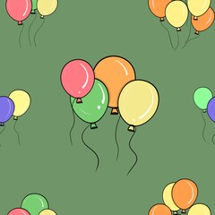 Green background with balloons