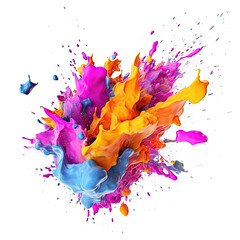 Abstract colorful paint splash on transparent background. Generative AI