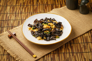 Scrambled Eggs with Fungus, a Special Home Cooking Vegetable in Northeast China