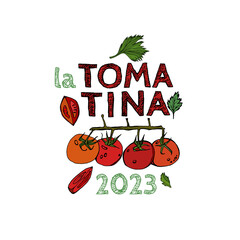 La tomatina. Food festival in Spain. Vector illustration