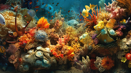Naklejka na ściany i meble Abundant marine biodiversity background