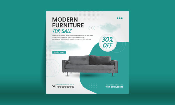 Modern Furniture Sales Creative Social Media Post Design Template. Furniture Sale Square Post Design, Editable Banner Design