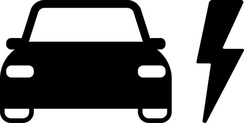 black and white electric car clean energy simple flat icon