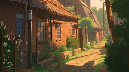 LOFI street illustration, colorful anime manga style wallpaper background design, Generative AI