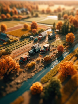 Micro landscape of rice fields in Autumn,created with generative ai tecnology.