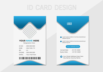  Double-sided creative ID card template. Vector id card template. Simple realistic design.