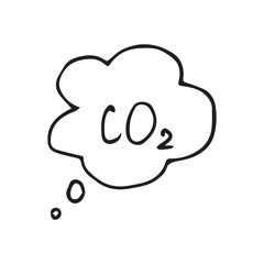 ecology. carbon dioxide. CO2. doodle art. vector drawing. black and white color. the icon is drawn manually. on a white background. easy drawing.