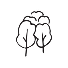tree. forest. carbon dioxide. CO2. doodle art. vector drawing. black and white color. the icon is drawn manually. on a white background. easy drawing.