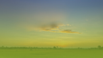 Fototapeta premium abstract background The sun rises in the morning, green, yellow, black, blurred gradient.agriculture corn field nature clouds grass forest edge rice crops trees electricity pylon technology sky 