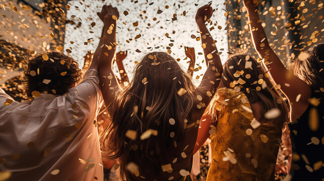 People having fun in party celebration friends concept. Generative Ai