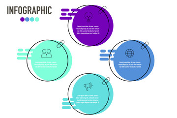 4 segments, options, steps circle infographic template concept. Vector with icons. Designed for presentations.