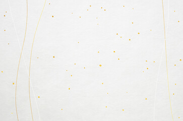 Elegant and modern patterned Japanese washi paper background. Japanese paper texture with golden abstract waves and snow patterns.
