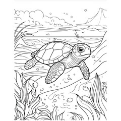 Beautiful Cute Turtle Coloring Pages