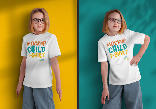 2 Mockups of a Children's T-shirt on a Girl