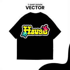 re-editable graffiti-style t-shirt design, isolated on a white background and mounted on a black t-shirt mockup