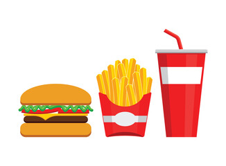 simple classic burger fries and drink icons