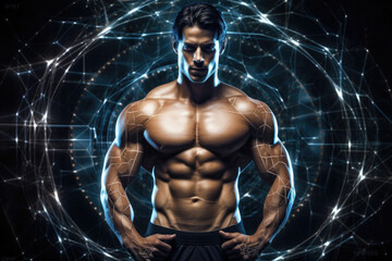 Fototapeta na wymiar A network of toned muscle and tendon the athlete's body is a finelytuned machine.. AI generation