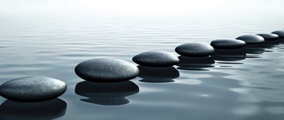 Fototapeta na wymiar zen stones on calm water