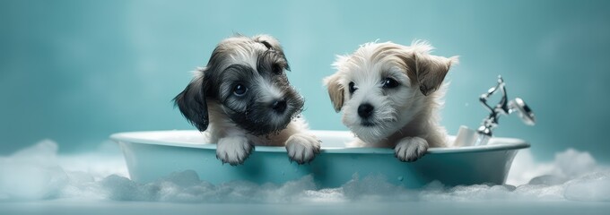 Dogs in a bath