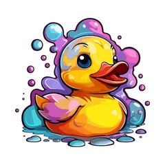 Colorful Rubber duck modern pop art style, colorful Rubber duck  illustration, simple creative design.