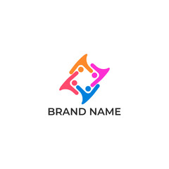 Obraz premium ILLUSTRATION ABSTRACT PEOPLE SYMBOL, TOGETHER FAMILY COMMUNITY LOGO ICON SIMPLE TEMPLATE DESIGN VECTOR