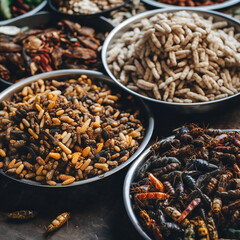 Obraz premium Various insects street food