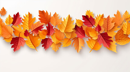 Autumn leaves seamless border in paper cut style. Generative AI
