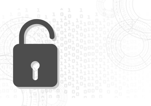 Cybercrime and security concept. Locks with tech-circle and binary number on white background. The hacker protection and viruses on the Internet. Protect data and digital file.