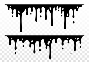 Paint dripping. Dripping liquid. Paint flows. Current paint, stains. Current drops. Current inks. Vector illustration. Flowing liquid. Stencil drops. Paint splatter. Molten. Chocolate drops. Oil drop