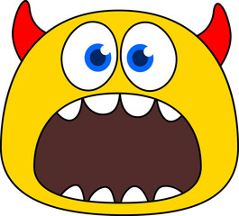 .Funny cartoon monster character. Illustration of cute and happy creature or alien. Halloween vector design isolated