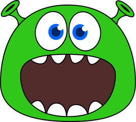 .Funny cartoon monster character. Illustration of cute and happy creature or alien. Halloween vector design isolated
