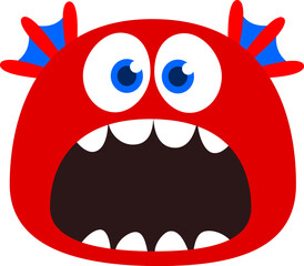 .Funny cartoon monster character. Illustration of cute and happy creature or alien. Halloween vector design isolated