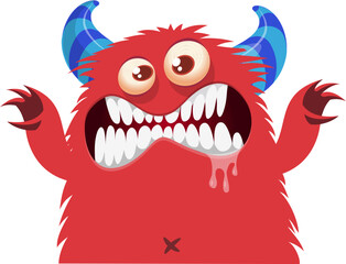 Scary cartoon monster waving hands. Halloween vector illustration. Great for package or party decoration